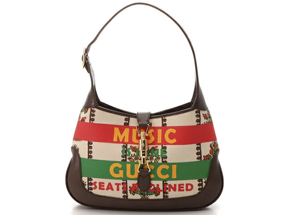 Gucci Jackie Bag Dark Brown Ivory White Calfskin